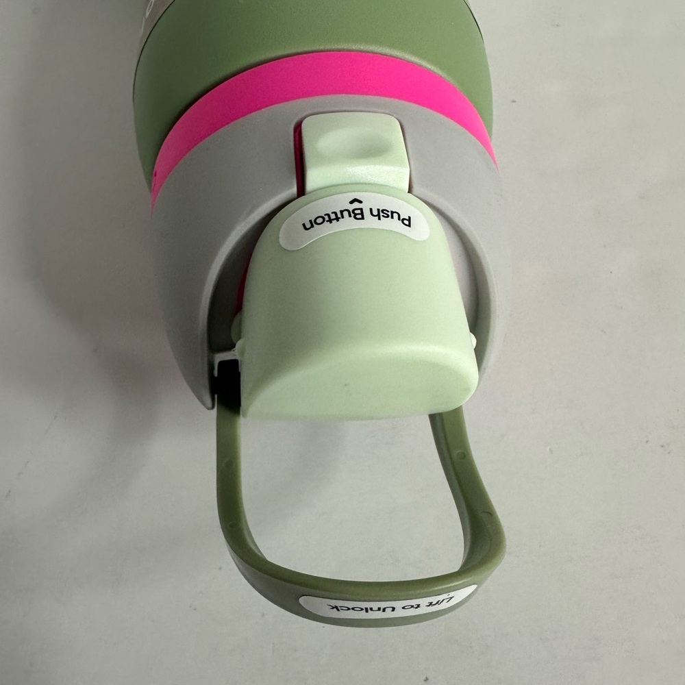 Owala FreeSip insulated Stainless Steel 40oz water bottle in Neo Sage/pink - Picture 4 of 11